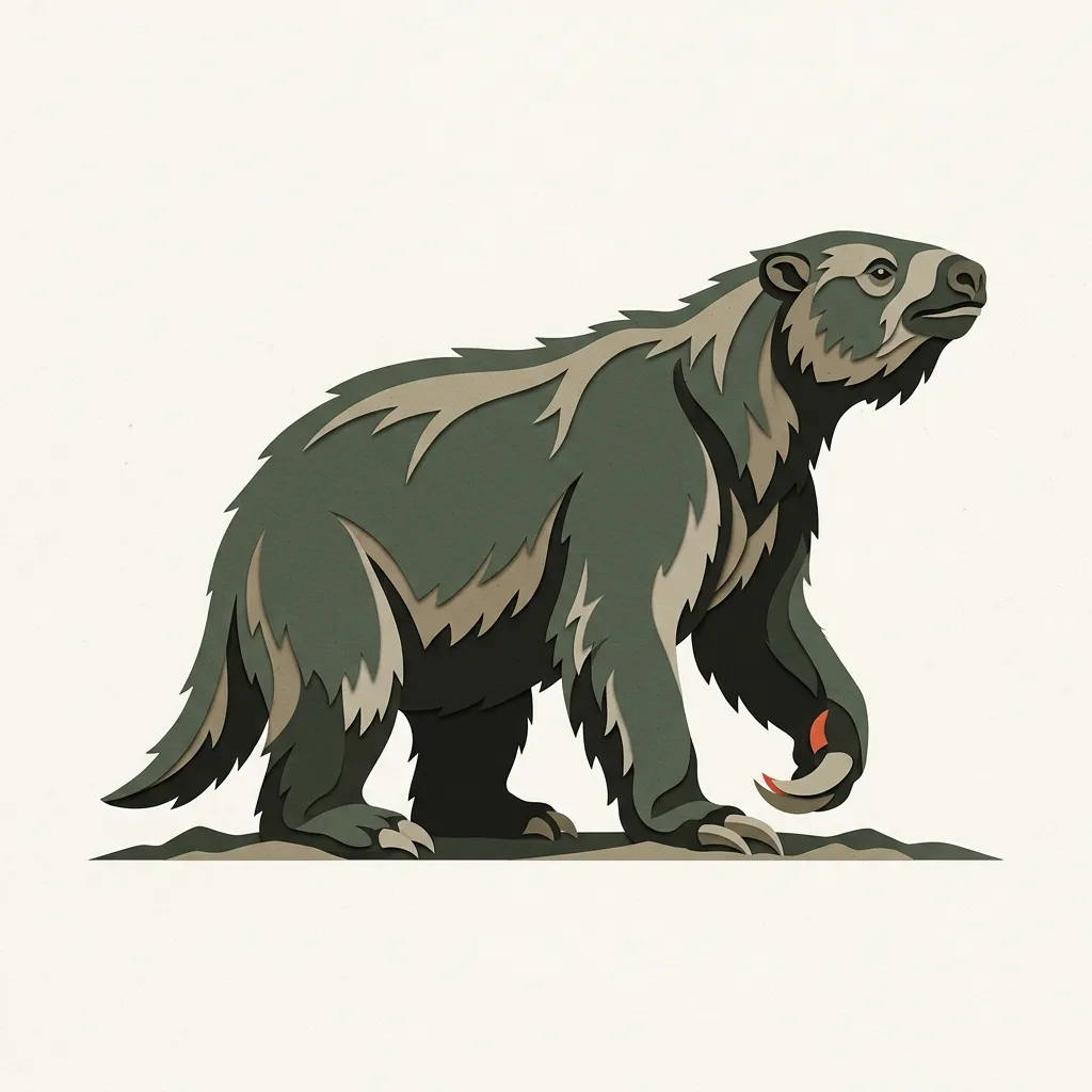 An illustration of a megatherium, the giant ground sloth the studio is named after